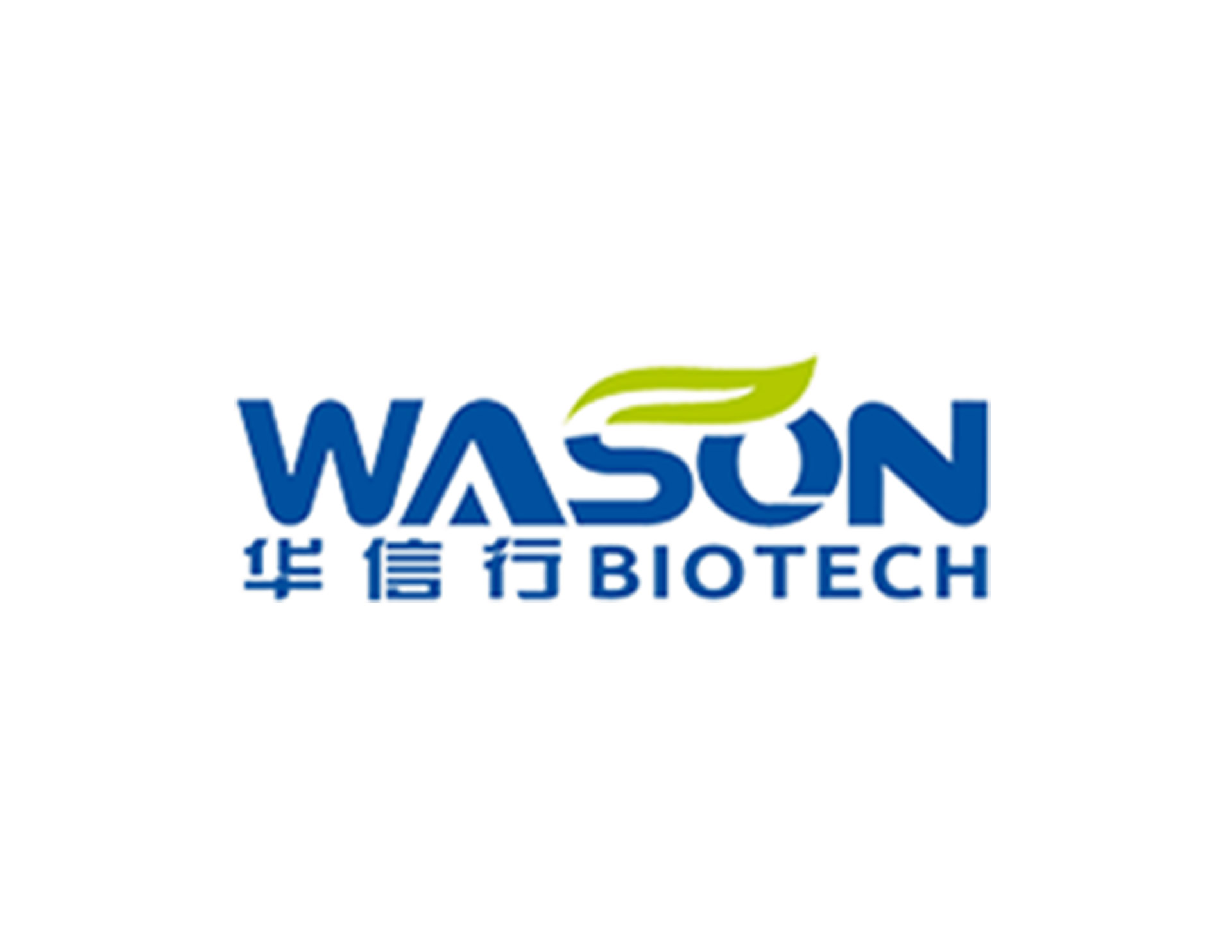 华信行生物科技公司创意设计是以wasono 在s字母上用绿叶结合