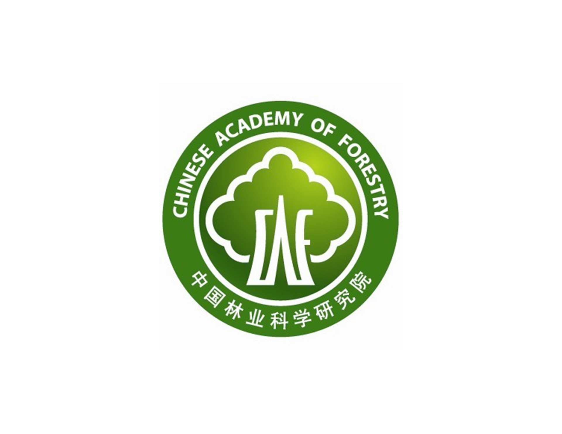 中国林业科学研究院林业研究所设计以圆徽的形式体现权威性，中间以CAF简称与大树相结合
