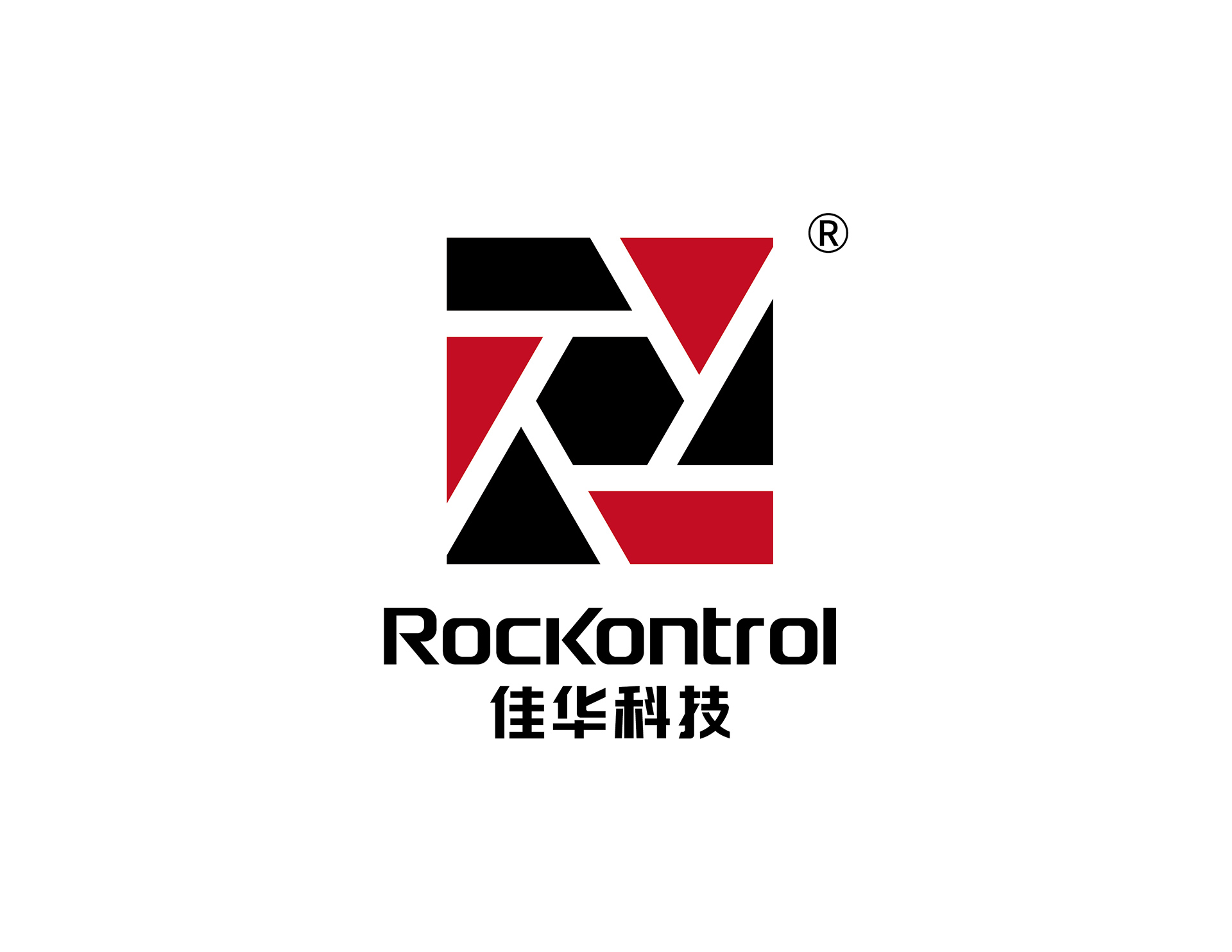 罗克佳华科技集团公司标志创意以红黑为主色，以四通八达的线条结构寓意物联网
